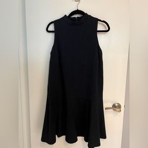 Navy blue pinstripe short sleeveless dress